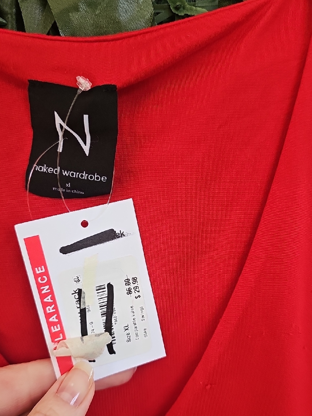 Naked Wardrobe Women's Red V-Neck Tank Maxi Bodycon Dress NWT - Picture 4 of 11